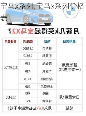 宝马x系列,宝马x系列价格表