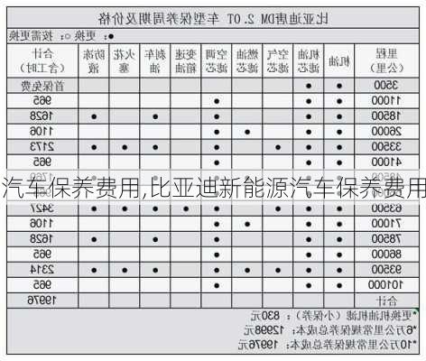 汽车保养费用,比亚迪新能源汽车保养费用