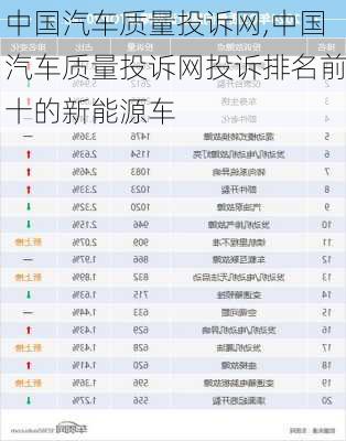 中国汽车质量投诉网,中国汽车质量投诉网投诉排名前十的新能源车