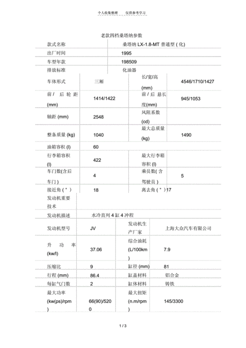 普桑参数,普桑参数配置表