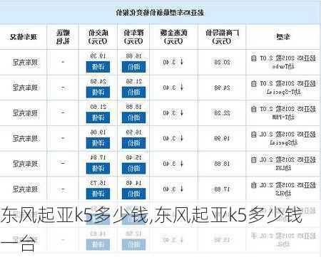 东风起亚k5多少钱,东风起亚k5多少钱一台