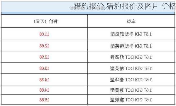 猎豹报价,猎豹报价及图片 价格