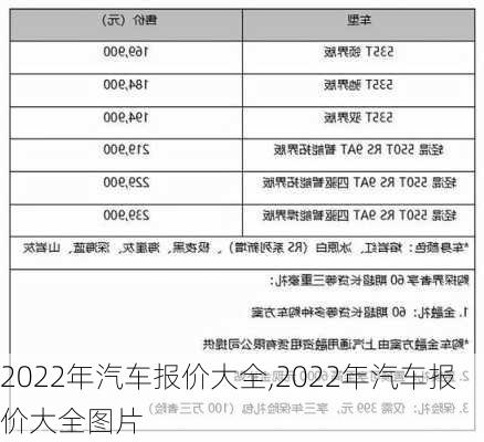 2022年汽车报价大全,2022年汽车报价大全图片