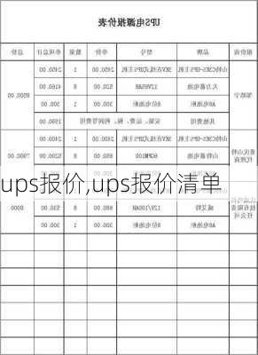 ups报价,ups报价清单