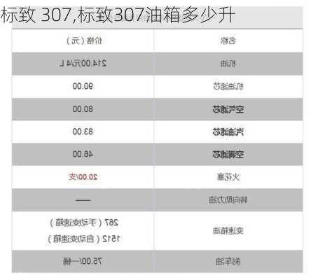 标致 307,标致307油箱多少升