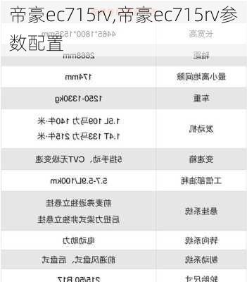 帝豪ec715rv,帝豪ec715rv参数配置