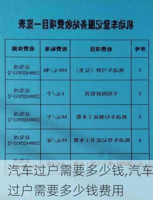 汽车过户需要多少钱,汽车过户需要多少钱费用