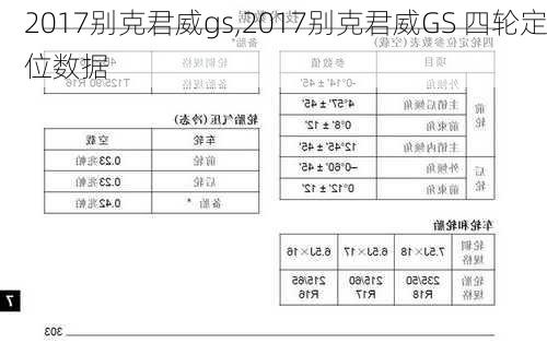 2017别克君威gs,2017别克君威GS 四轮定位数据