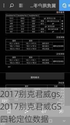 2017别克君威gs,2017别克君威GS 四轮定位数据