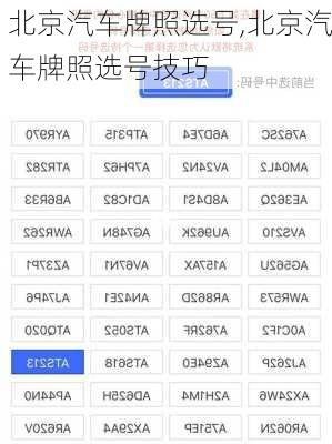 北京汽车牌照选号,北京汽车牌照选号技巧