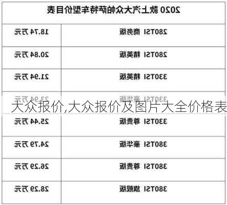 大众报价,大众报价及图片大全价格表