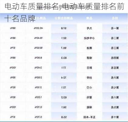 电动车质量排名,电动车质量排名前十名品牌