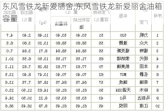 东风雪铁龙新爱丽舍,东风雪铁龙新爱丽舍油箱容量