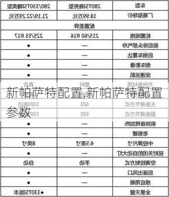 新帕萨特配置,新帕萨特配置参数