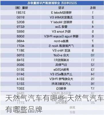 天然气汽车有哪些,天然气汽车有哪些品牌