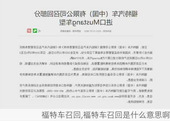 福特车召回,福特车召回是什么意思啊