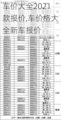 车价大全2021款报价,车价格大全新车报价