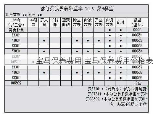 宝马保养费用,宝马保养费用价格表