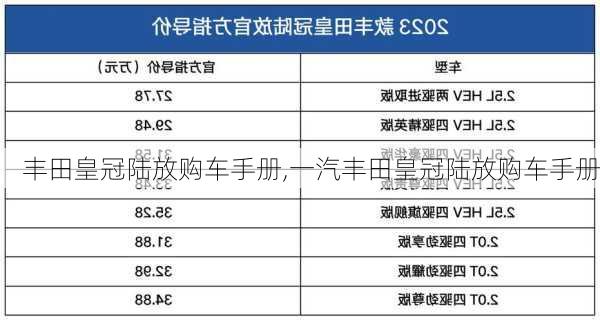 丰田皇冠陆放购车手册,一汽丰田皇冠陆放购车手册