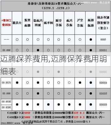 迈腾保养费用,迈腾保养费用明细表