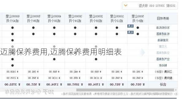 迈腾保养费用,迈腾保养费用明细表